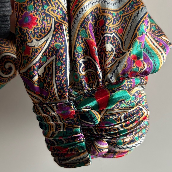 Vintage High-Neck Blouse with Covered Buttons! - Picture 3 of 4